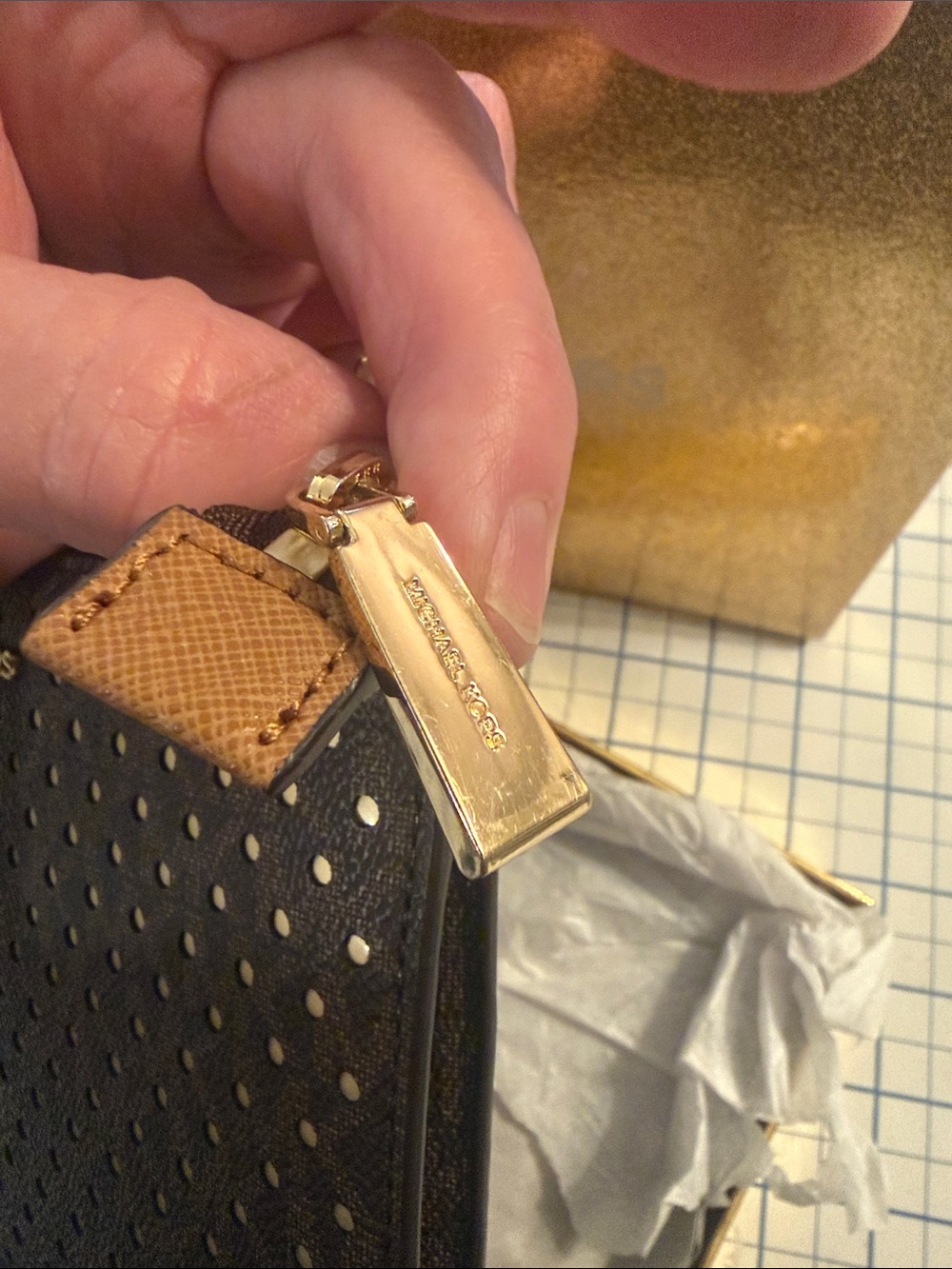Michael Kors Studded Signature Wristlet Clutch – Brown – Brand New, 2017, VEGAN - Picture 8 of 15